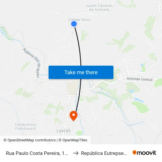 Rua Paulo Costa Pereira, 1330 to República Eutrepsemia map