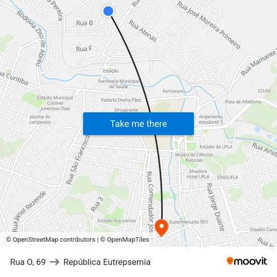 Rua O, 69 to República Eutrepsemia map