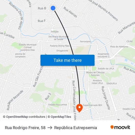 Rua Rodrigo Freire, 58 to República Eutrepsemia map