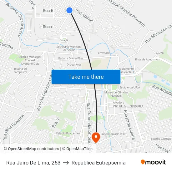 Rua Jairo De Lima, 253 to República Eutrepsemia map