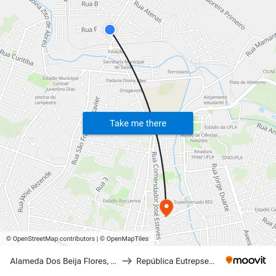 Alameda Dos Beija Flores, 41 to República Eutrepsemia map