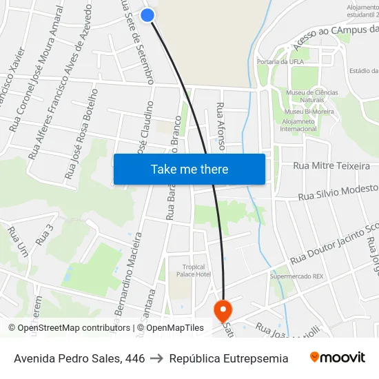 Avenida Pedro Sales, 446 to República Eutrepsemia map