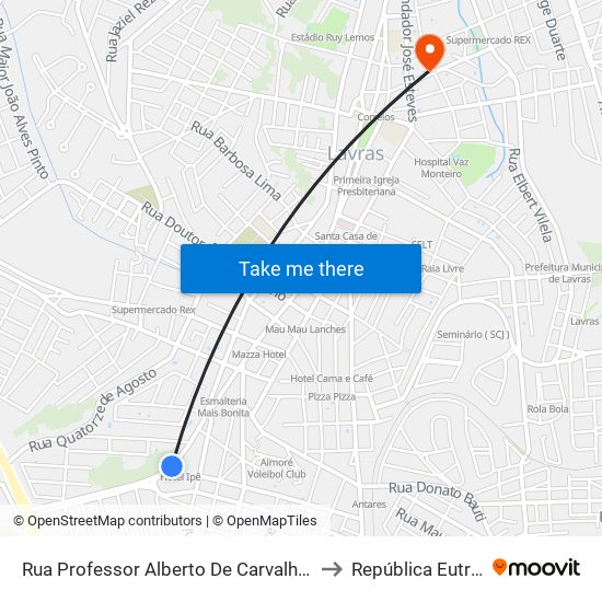 Rua Professor Alberto De Carvalho, 60 | Rodoviária to República Eutrepsemia map