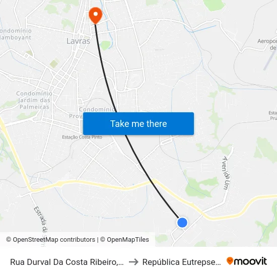 Rua Durval Da Costa Ribeiro, 260 to República Eutrepsemia map