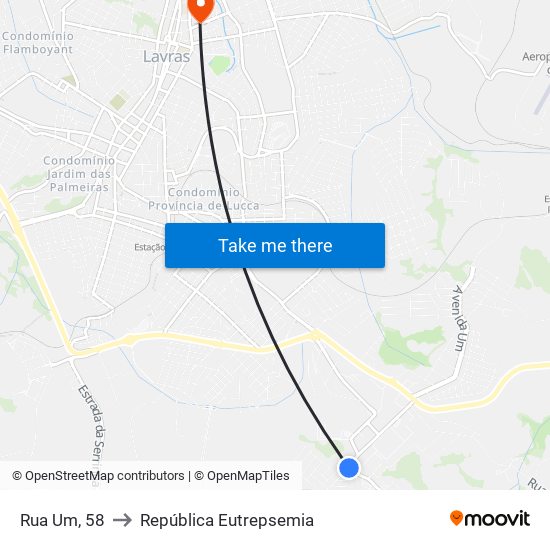 Rua Um, 58 to República Eutrepsemia map