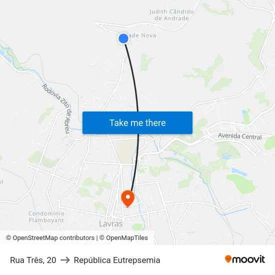 Rua Três, 20 to República Eutrepsemia map