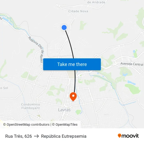 Rua Três, 626 to República Eutrepsemia map