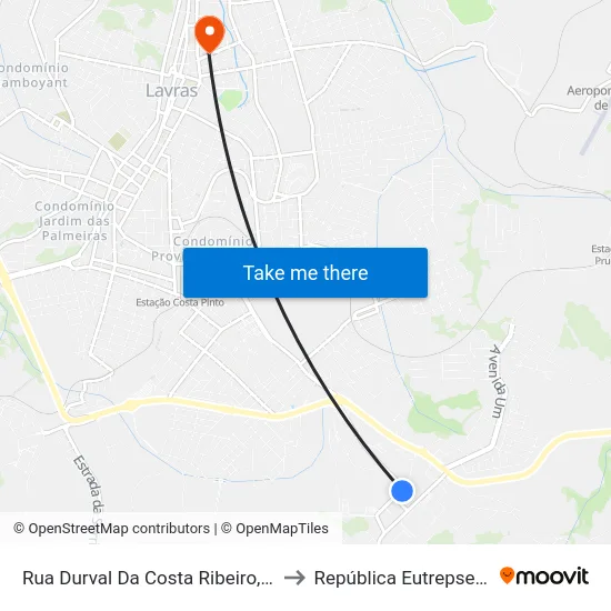 Rua Durval Da Costa Ribeiro, 260 to República Eutrepsemia map
