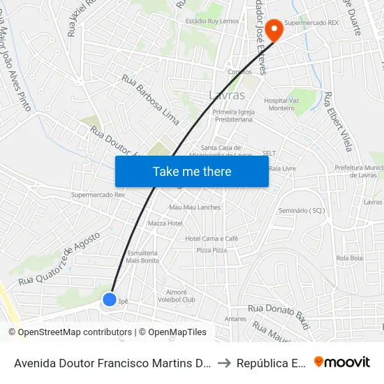 Avenida Doutor Francisco Martins De Andrade, 730 | Rodoviária to República Eutrepsemia map
