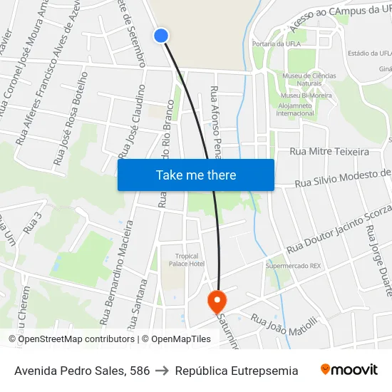 Avenida Pedro Sales, 586 to República Eutrepsemia map