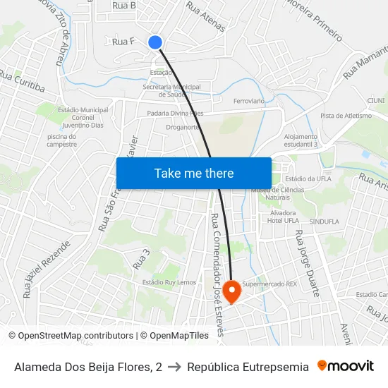 Alameda Dos Beija Flores, 2 to República Eutrepsemia map