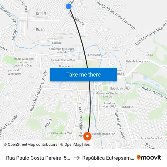 Rua Paulo Costa Pereira, 505 to República Eutrepsemia map