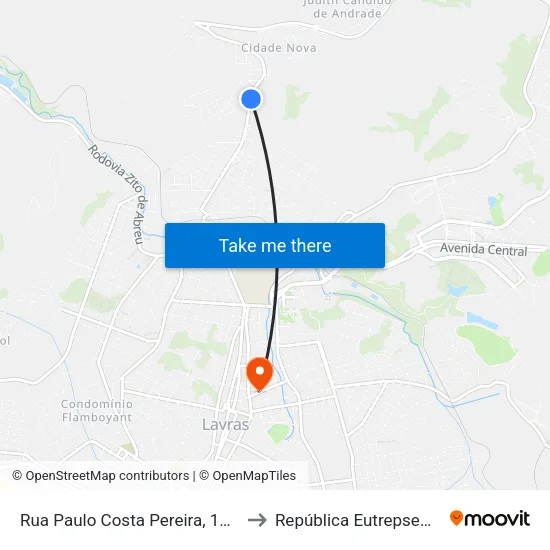 Rua Paulo Costa Pereira, 1050 to República Eutrepsemia map