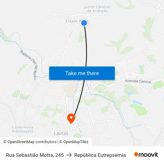 Rua Sebastião Motta, 245 to República Eutrepsemia map