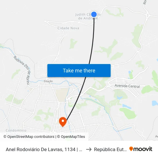 Anel Rodoviário De Lavras, 1134 | Sentido Vila Mariana to República Eutrepsemia map