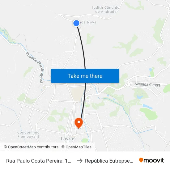 Rua Paulo Costa Pereira, 1482 to República Eutrepsemia map