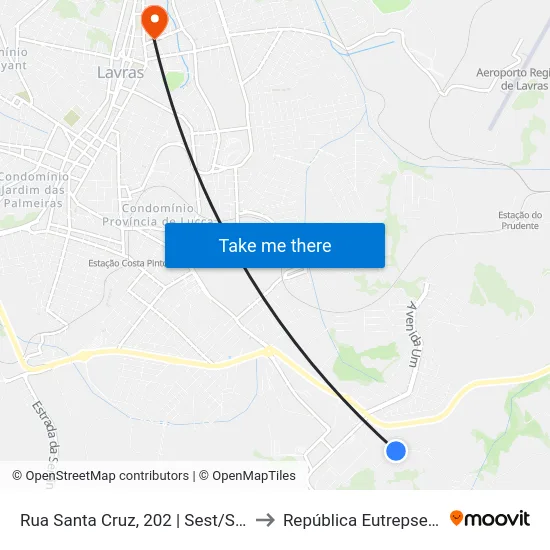 Rua Santa Cruz, 202 | Sest/Senat to República Eutrepsemia map