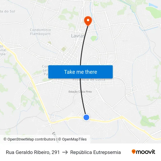 Rua Geraldo Ribeiro, 291 to República Eutrepsemia map