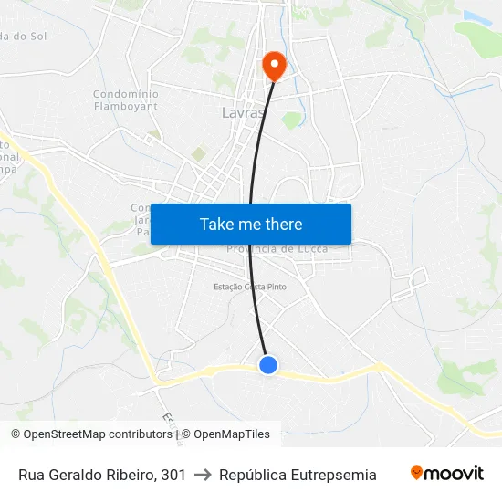 Rua Geraldo Ribeiro, 301 to República Eutrepsemia map