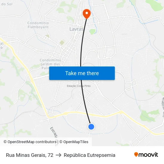 Rua Minas Gerais, 72 to República Eutrepsemia map