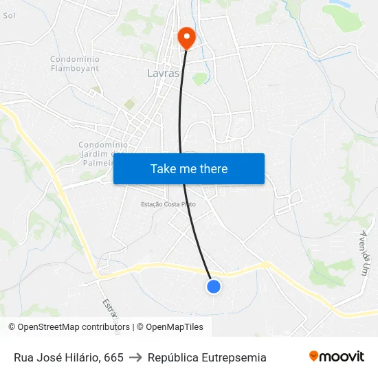 Rua José Hilário, 665 to República Eutrepsemia map