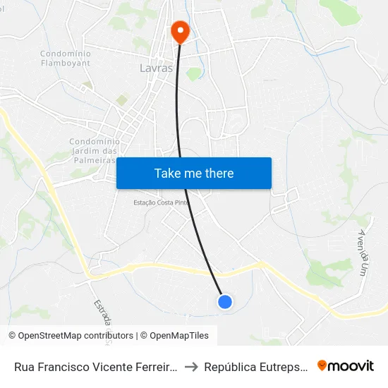 Rua Francisco Vicente Ferreira, 245 to República Eutrepsemia map