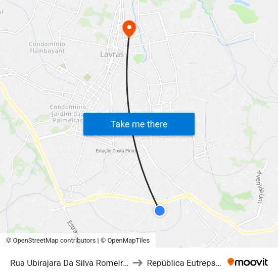 Rua Ubirajara Da Silva Romeiro, 185 to República Eutrepsemia map