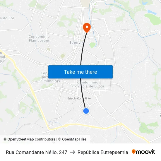 Rua Comandante Nélio, 247 to República Eutrepsemia map