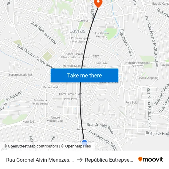 Rua Coronel Alvin Menezes, 5a to República Eutrepsemia map