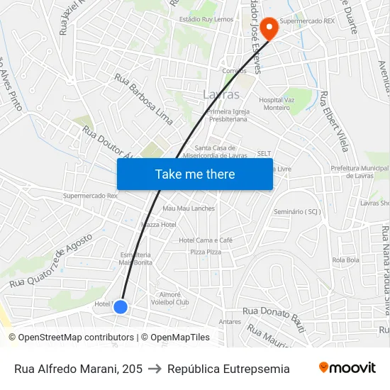 Rua Alfredo Marani, 205 to República Eutrepsemia map