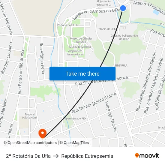 2ª Rotatória Da Ufla to República Eutrepsemia map