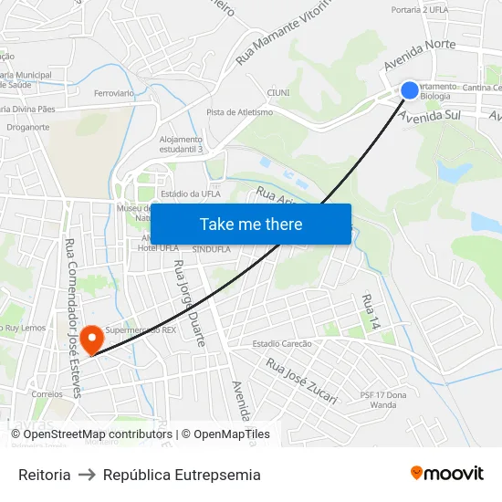 Reitoria to República Eutrepsemia map