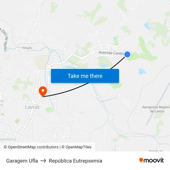 Garagem Ufla to República Eutrepsemia map