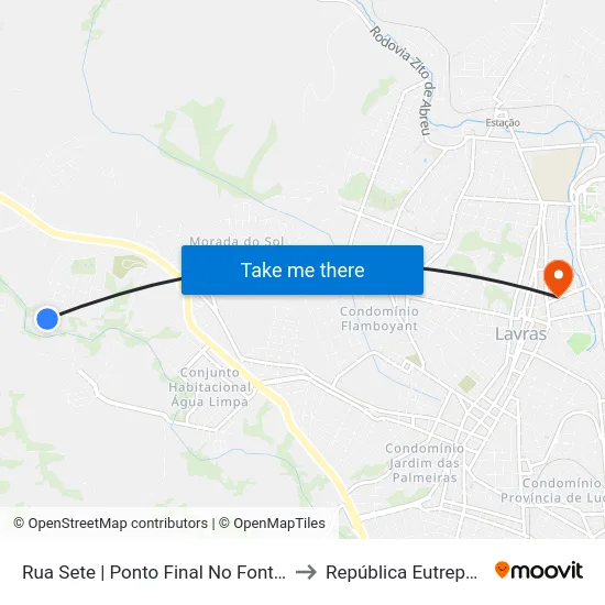 Rua Sete | Ponto Final No Fonte Verde to República Eutrepsemia map