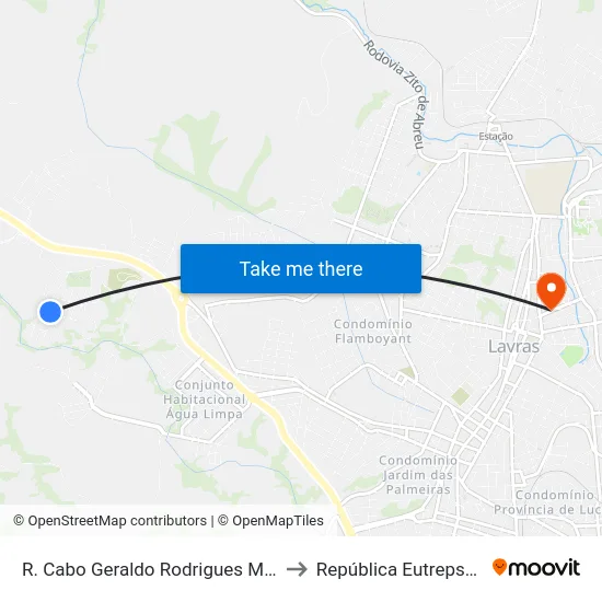 R. Cabo Geraldo Rodrigues Martins to República Eutrepsemia map