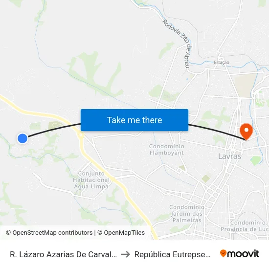 R. Lázaro Azarias De Carvalho to República Eutrepsemia map
