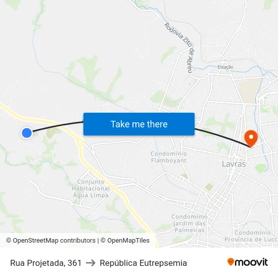 Rua Projetada, 361 to República Eutrepsemia map