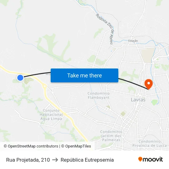 Rua Projetada, 210 to República Eutrepsemia map