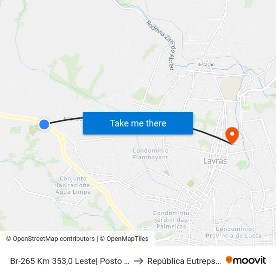 Br-265 Km 353,0 Leste| Posto Trevão to República Eutrepsemia map