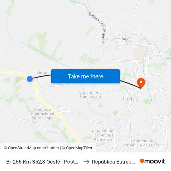 Br-265 Km 352,8 Oeste | Posto Trevão to República Eutrepsemia map