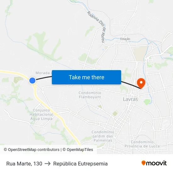 Rua Marte, 130 to República Eutrepsemia map