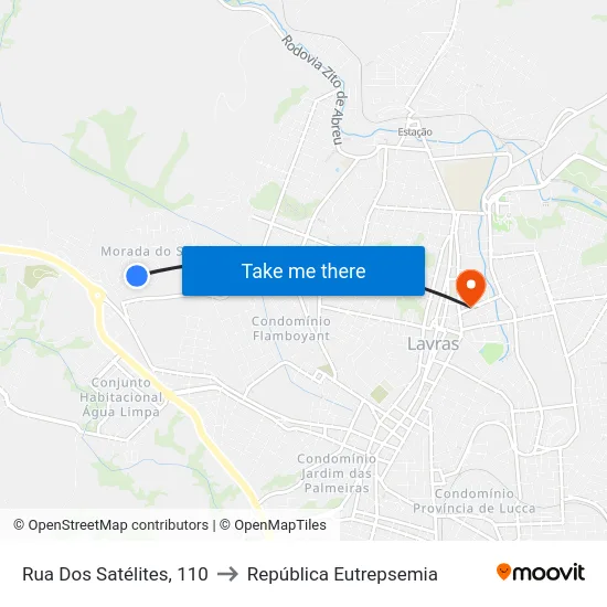 Rua Dos Satélites, 110 to República Eutrepsemia map