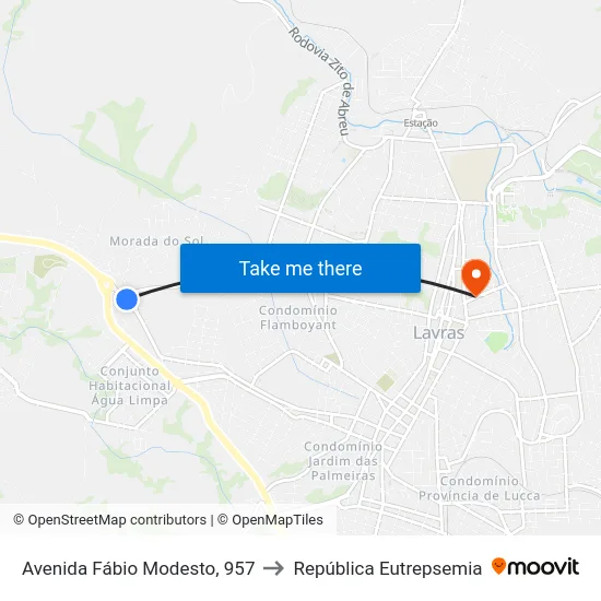 Avenida Fábio Modesto, 957 to República Eutrepsemia map