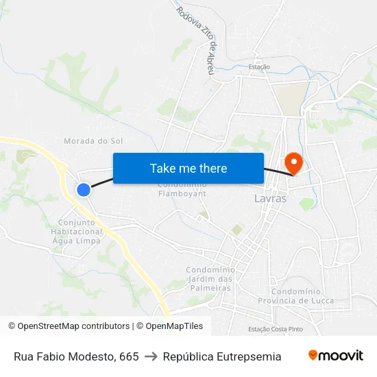 Rua Fabio Modesto, 665 to República Eutrepsemia map