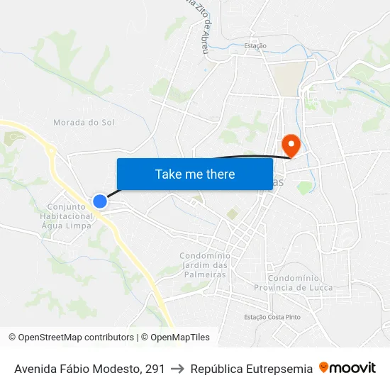 Avenida Fábio Modesto, 291 to República Eutrepsemia map