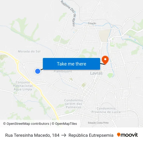 Rua Teresinha Macedo, 184 to República Eutrepsemia map