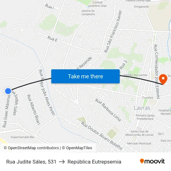 Rua Judite Sáles, 531 to República Eutrepsemia map