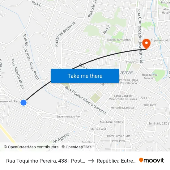 Rua Toquinho Pereira, 438 | Posto Borracheiro to República Eutrepsemia map