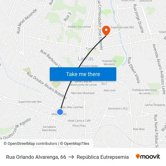 Rua Orlando Alvarenga, 66 to República Eutrepsemia map