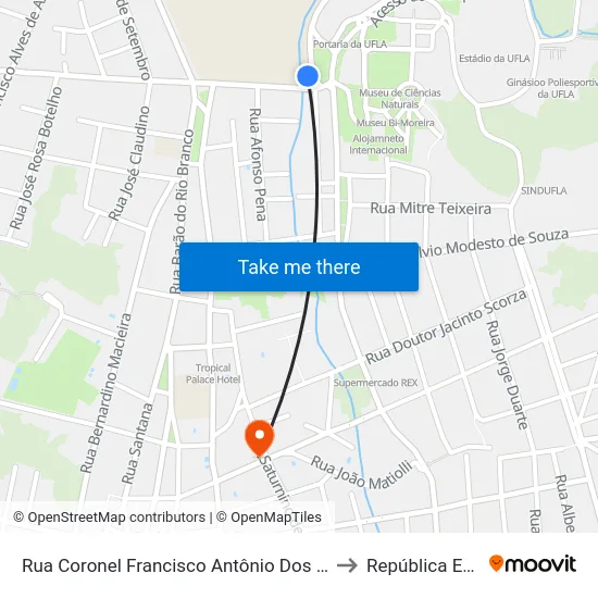Rua Coronel Francisco Antônio Dos Santos, 37 | Rotatória Ufla to República Eutrepsemia map